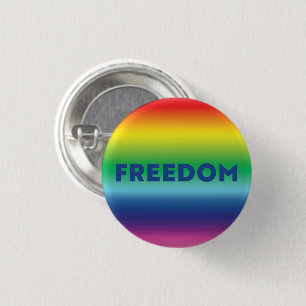 Badge Rond 2,50 Cm Liberté bleu typographie arc-en-ciel dégradé motif