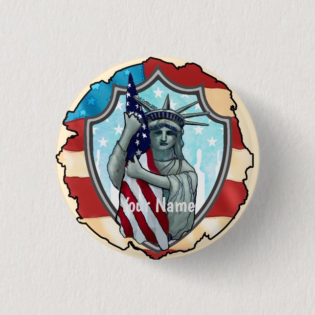 Badge Rond 2,50 Cm Liberté USA  (Devant)