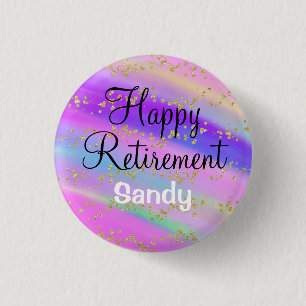 Badge Rond 2,50 Cm Licorne de retraite heureuse colorée Paillettes do