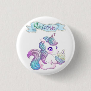 Badge Rond 2,50 Cm Licorne mignonne