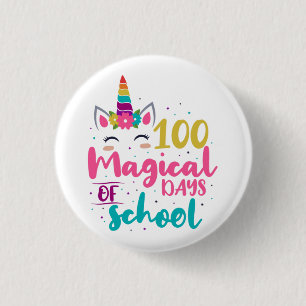 Badge Rond 2,50 Cm Licorne Mignonne 100 Jours Magiques D'École