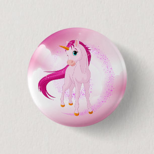 Badge Rond 2,50 Cm licorne rose