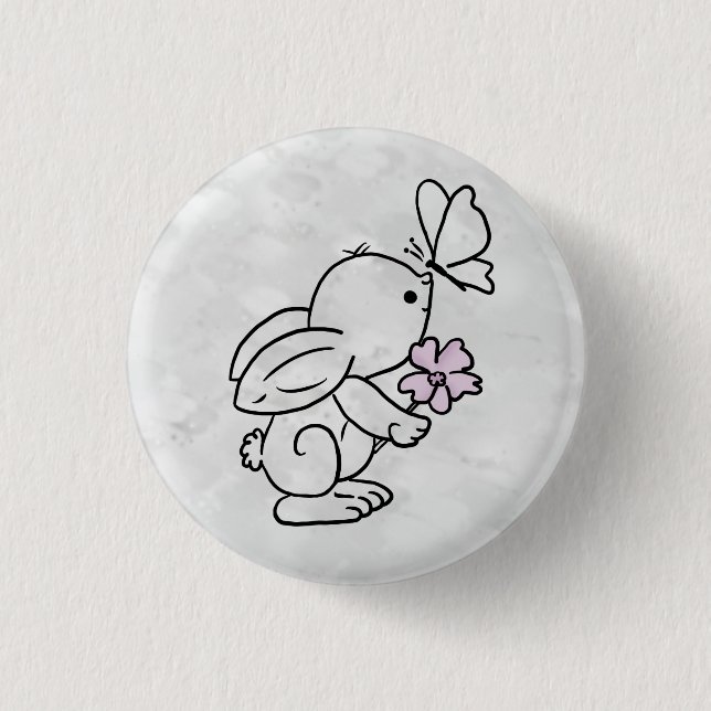 Badge Rond 2,50 Cm Lièvre avec papillon (Devant)