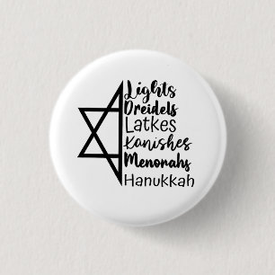 Badge Rond 2,50 Cm Light Dreidel Latke Kanish Menorah Hanoukka