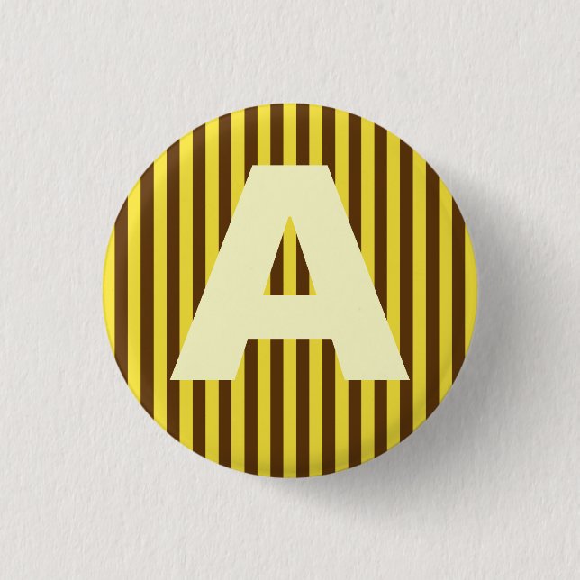 Badge Rond 2,50 Cm Lignes jaunes capitales bouton d'alphabet (Devant)