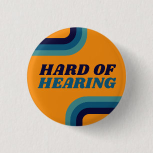 Badge Rond 2,50 Cm Lignes rouges les années 70 bleu jaune Difficile à