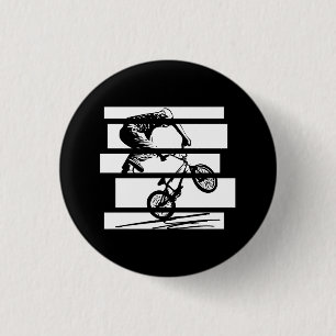 Badge Rond 2,50 Cm Lignes urbaines Silhouette BMX Wheelie