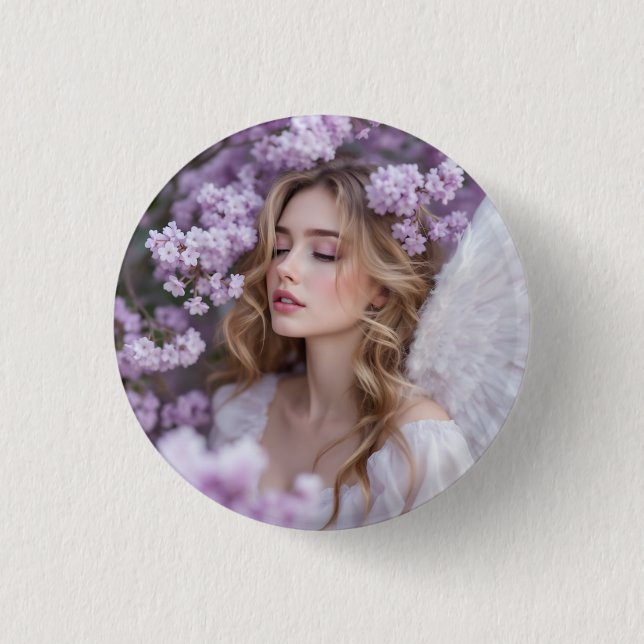 Badge Rond 2,50 Cm Lilac Dreams - Serene Spring Angel (Devant)