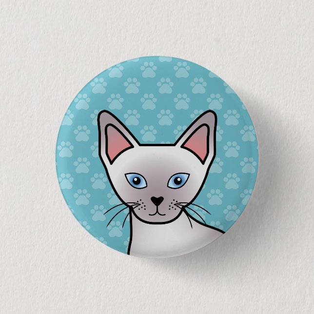Badge Rond 2,50 Cm Lilac Point Siamese Reproduisent Dessin de chat de (Devant)