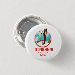 Badge Rond 2,50 Cm Lillehammer Norvège logo de ski