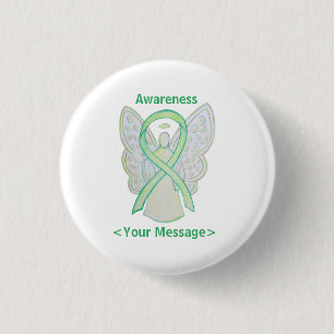 Badge Rond 2,50 Cm Lime Green Awareness Ribbon Angle Épingle Personna