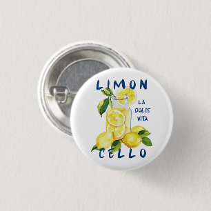 Badge Rond 2,50 Cm Limoncello La Dolce Vita Souvenir Amoureux de l'It