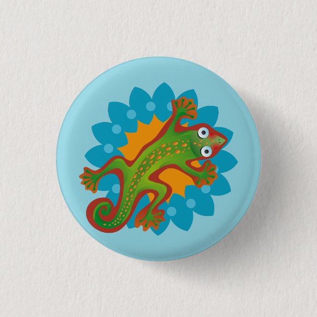 Badge Rond 2,50 Cm Lindo Lagarto en flor, lizard (Devant)