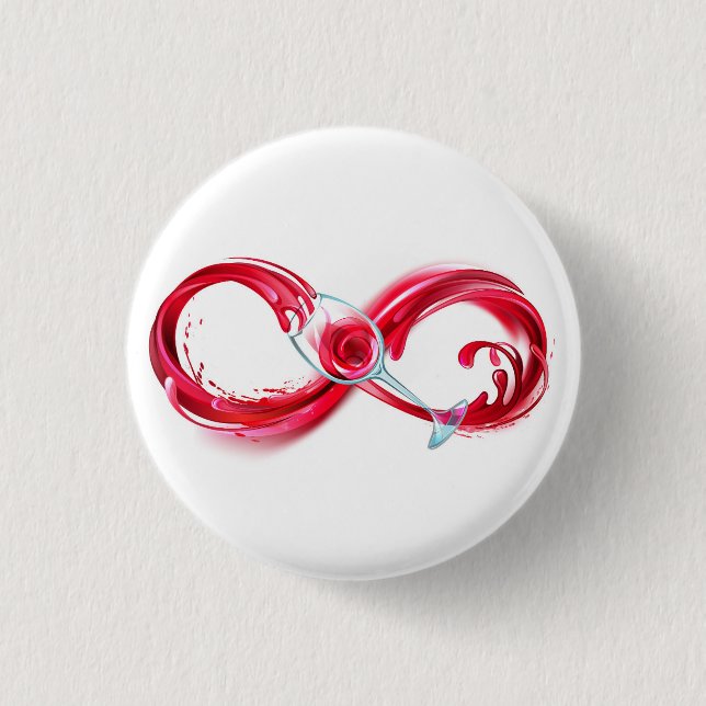 Badge Rond 2,50 Cm L'infini avec du vin rouge (Devant)