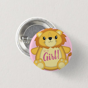 Badge Rond 2,50 Cm Lion Baby shower rose