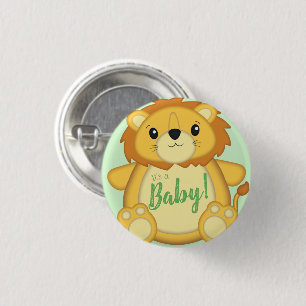 Badge Rond 2,50 Cm Lion Baby shower vert