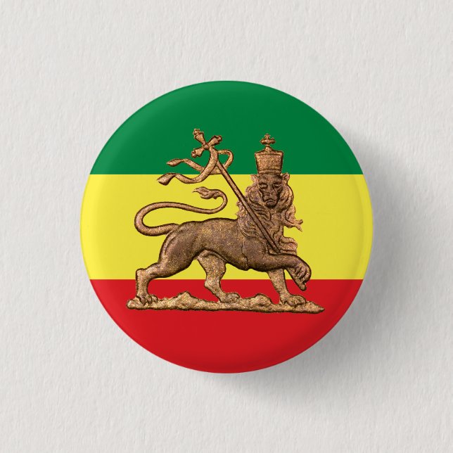 Badge Rond 2,50 Cm Lion de Juda - Haile Selassie - Bouton Rastafari (Devant)