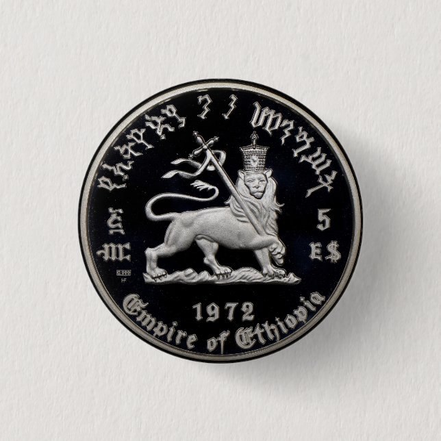 Badge Rond 2,50 Cm Lion de Juda - Haile Selassie - Bouton Rastafari (Devant)