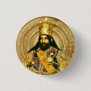 Badge Rond 2,50 Cm Lion de Juda Jah Armée Haile Selassie Rasta Roots