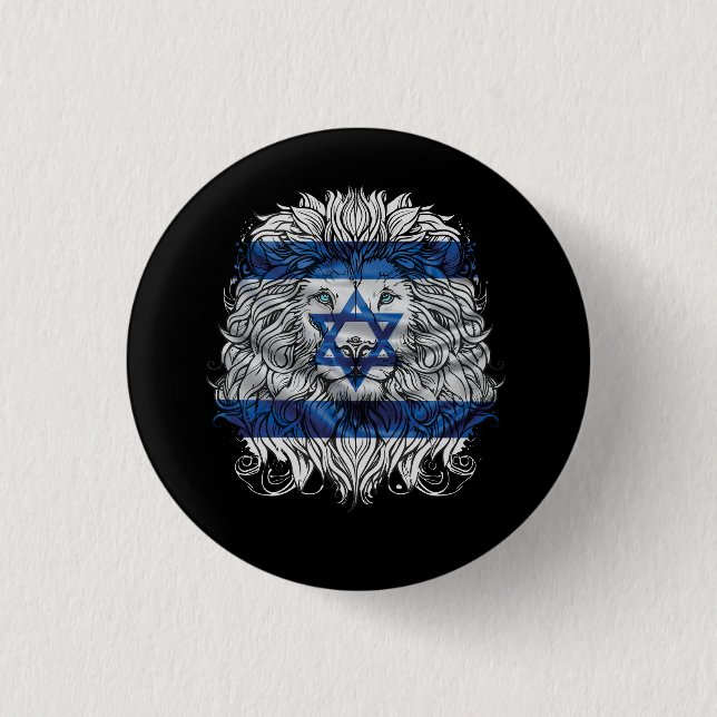 Badge Rond 2,50 Cm Lion De Juda Pride Juive Israël Drapeau Jérusalem  (Devant)