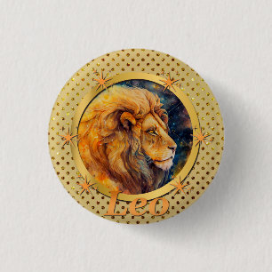 Badge Rond 2,50 Cm Lion d'or Horoscope du zodiaque Un Motivant Inspir