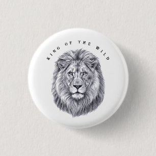 Badge Rond 2,50 Cm Lion Heart Roi de la Nature Bouton