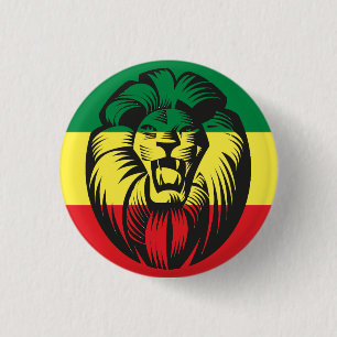Badge Rond 2,50 Cm Lion Jah Rastafari Rasta Reggae Roots Button