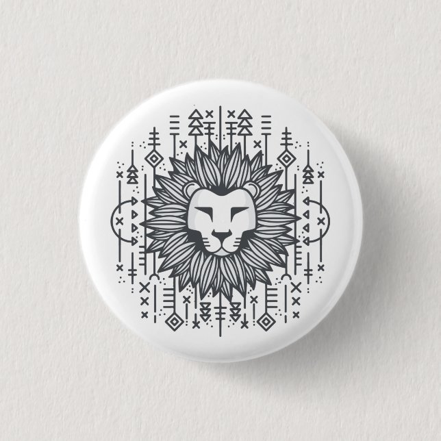 Badge Rond 2,50 Cm Lion Tribal (Devant)