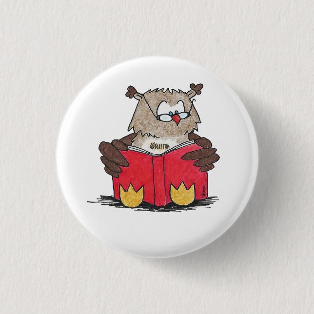 Badge Rond 2,50 Cm LIRE Bouton OWL par Nicole Janes (Devant)