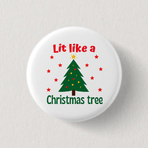 Badge Rond 2,50 Cm Lit Comme Un Arbre De Noël Noël