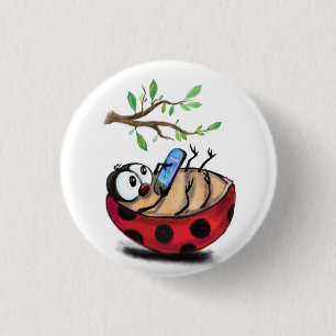 Badge Rond 2,50 Cm Little Ladybug avec le bouton Phone Funny