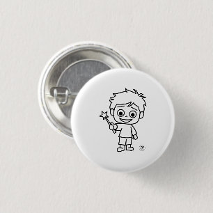 Badge Rond 2,50 Cm Little Phiri et baguette magique