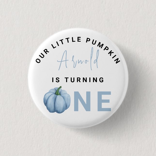 Badge Rond 2,50 Cm Little Pumpkin première fête d'anniversaire (Devant)