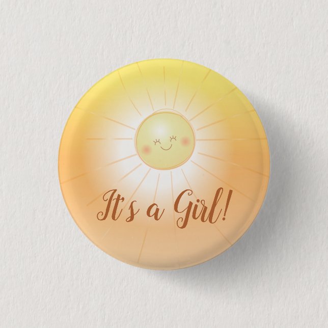 Badge Rond 2,50 Cm Little Ray of Sunshine Baby shower C'est une fille (Devant)