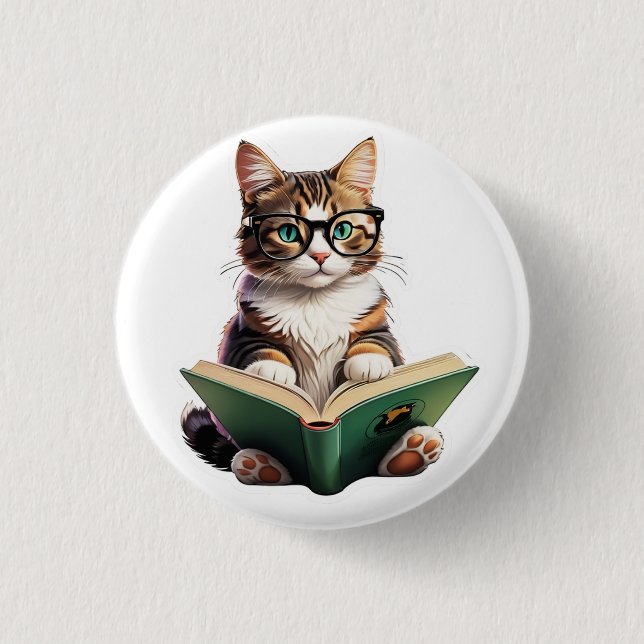 Badge Rond 2,50 Cm Livre de lecture Cat (Devant)