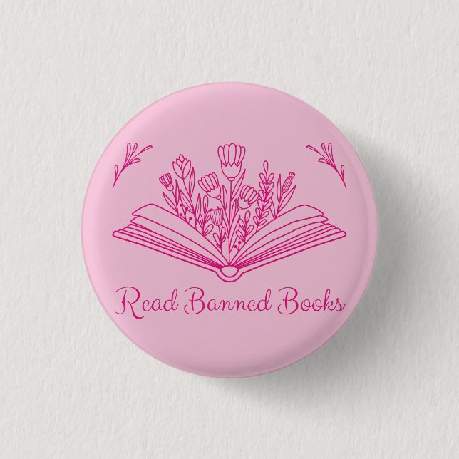 Badge Rond 2,50 Cm Livre floral - Lire Livres interdits (Devant)