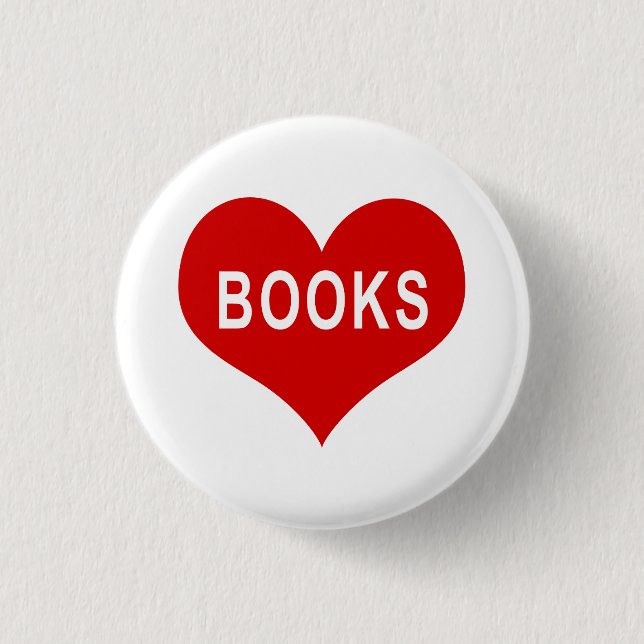 Badge Rond 2,50 Cm LIVRES Bouton Coeur d'amour rouge (Devant)