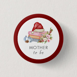 Badge Rond 2,50 Cm Livres Floraux d'Hiver Maman à Venir Baby Shower