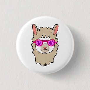 Badge Rond 2,50 Cm Llama Cute Avec Verres Dessin