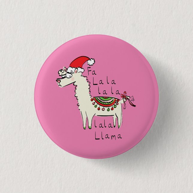 Badge Rond 2,50 Cm Llama Cute Drôle Noël Vacances (Devant)