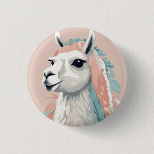 Badge Rond 2,50 Cm Llama mignonne à la fourrure colorée sur la tête