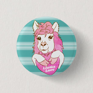 Badge Rond 2,50 Cm Llama rose Croquis Llama Love