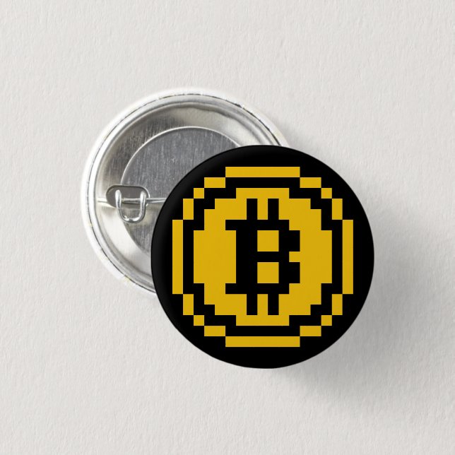 Badge Rond 2,50 Cm Logo Bitcoin BTC 8-Bit | Bouton (Devant & derrière)