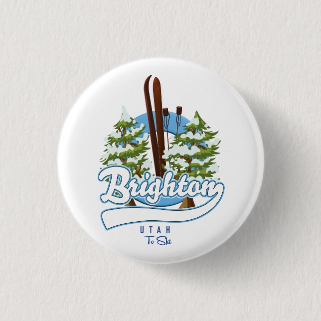 Badge Rond 2,50 Cm Logo Brighton Utah pour skier (Devant)