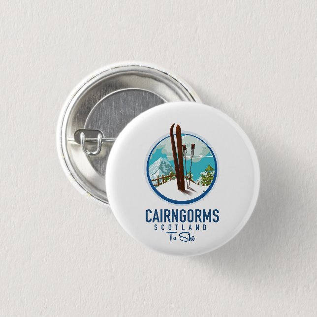 Badge Rond 2,50 Cm Logo Cairngorms Écosse (Devant & derrière)