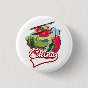 Badge Rond 2,50 Cm Logo de la carte de voyage en Chine