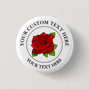 Badge Rond 2,50 Cm Logo de l'icône de texte personnalisé Rose rouge