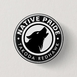 Badge Rond 2,50 Cm Logo de loup amérindien nom personnalisé