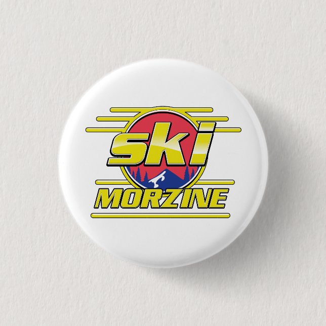 Badge Rond 2,50 Cm Logo de Morzine France Ski 80s (Devant)