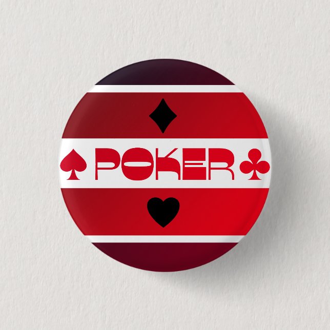 Badge Rond 2,50 Cm Logo de poker noir rouge personnalisable T-shirt (Devant)